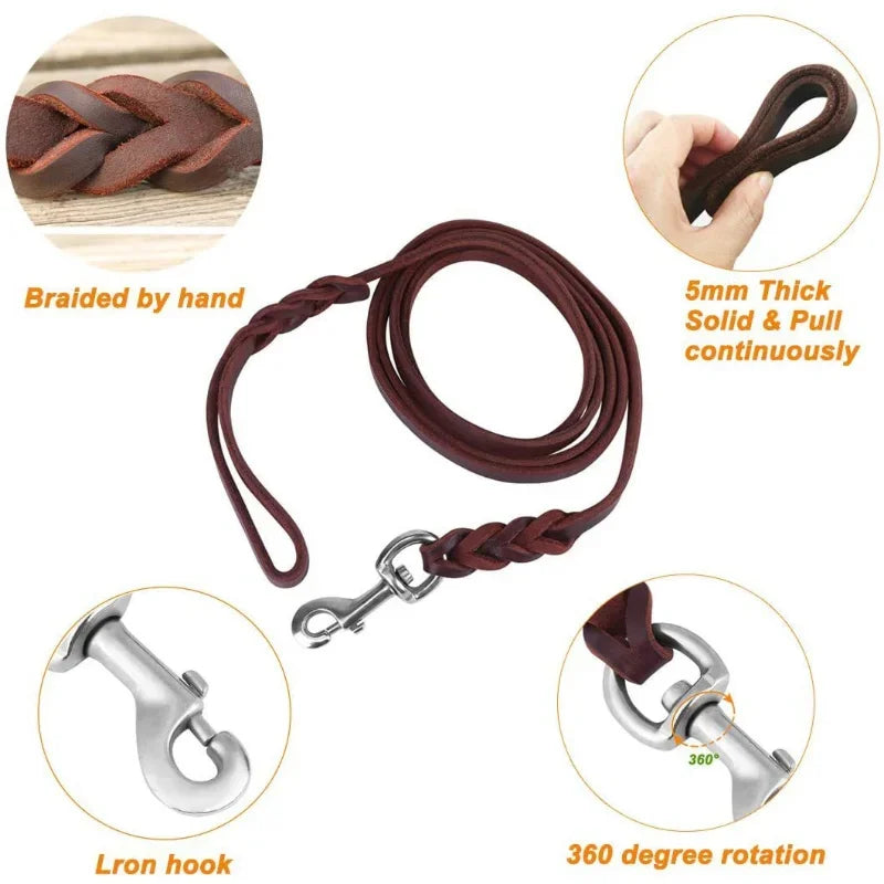 Miko Braided Leather Dog Leash