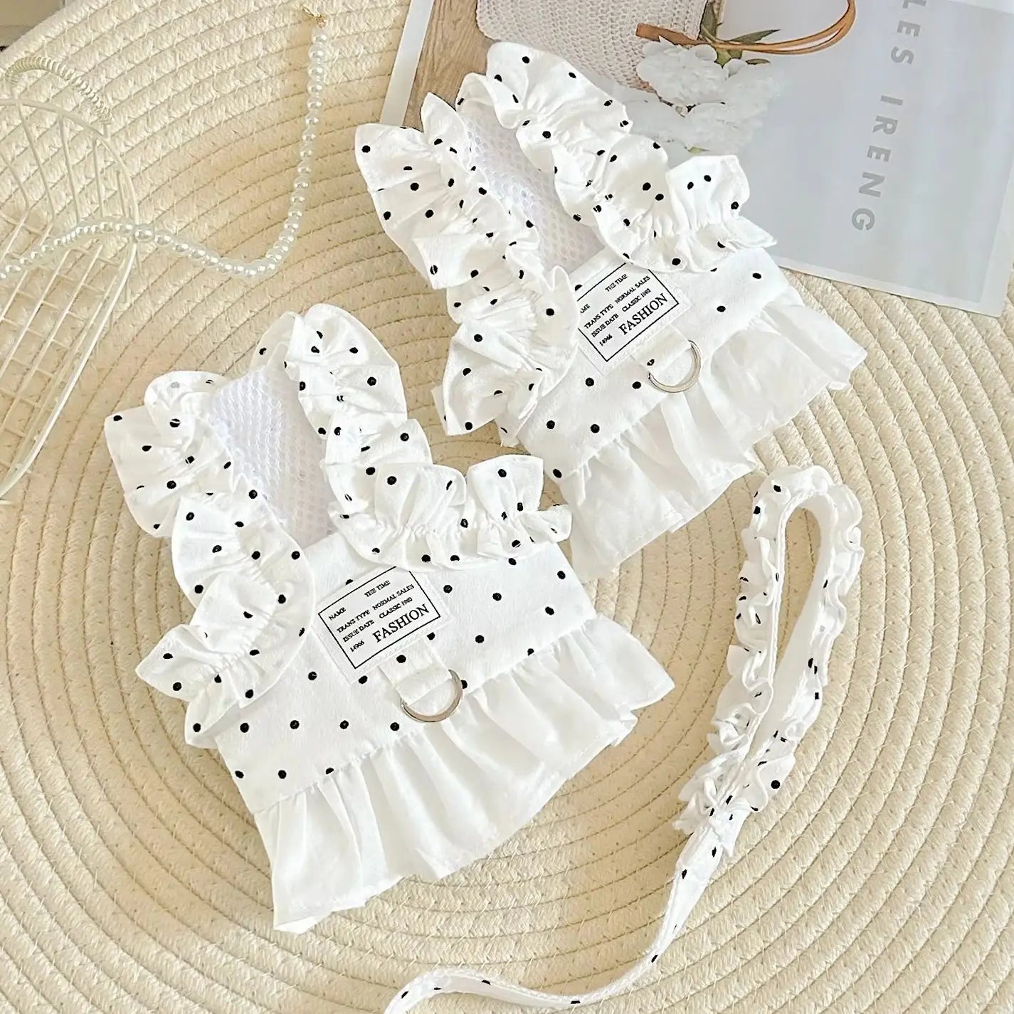 Penny White Polka Dot Dog Harnesses